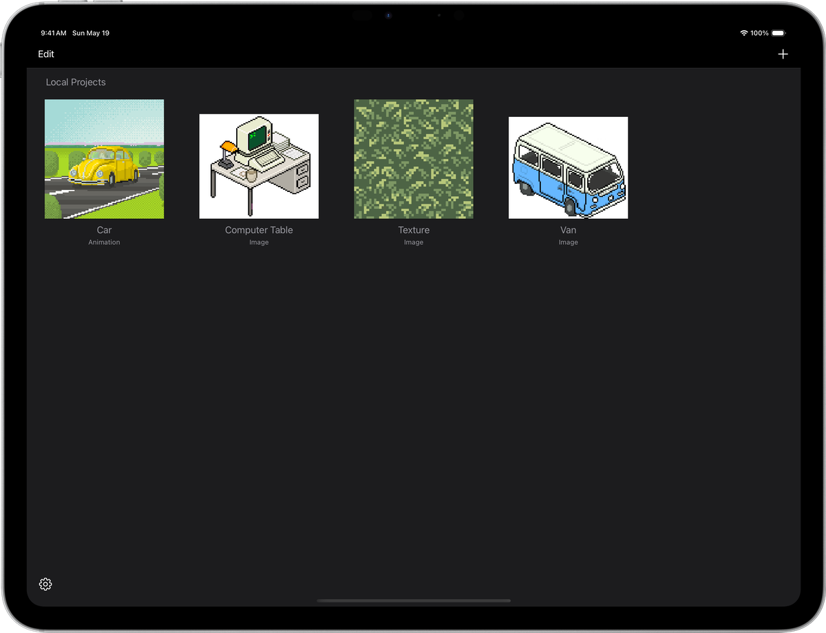 Pixen Document Library on iPad